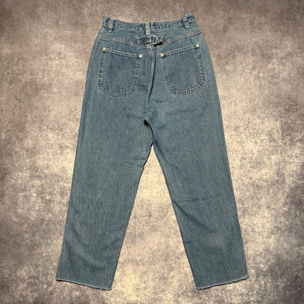 VTG Cinch Back High Rise Carpenter Jeans Blue Denim Women Size 8L Real Comfort